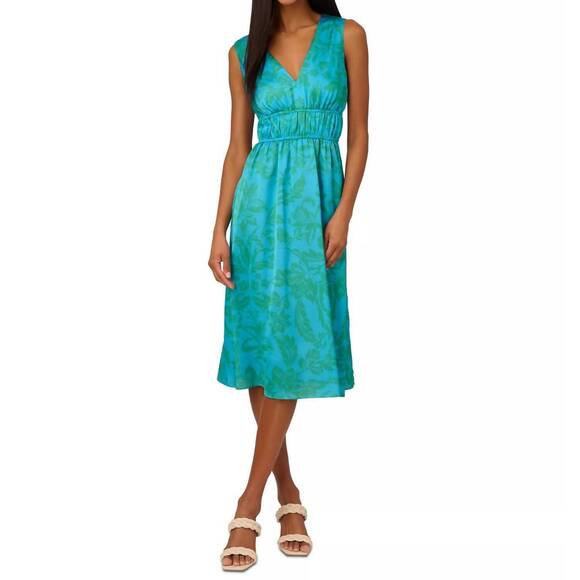 ADRIANNA PAPELL Dresses & Skirts - NEW ADRIANNA PAPELL women's floral-print smocked-waist dress in vibrant blue